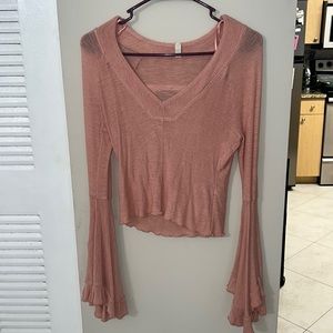 Free People Intimately pink blouse with butterfly sleeve